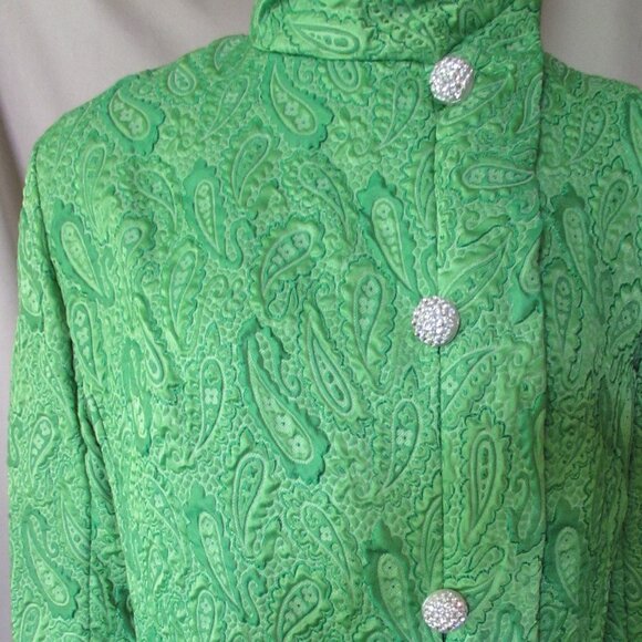 SALE Impressive 1960 Style Coat Dress in Lime Brocade - Picture 3 of 15